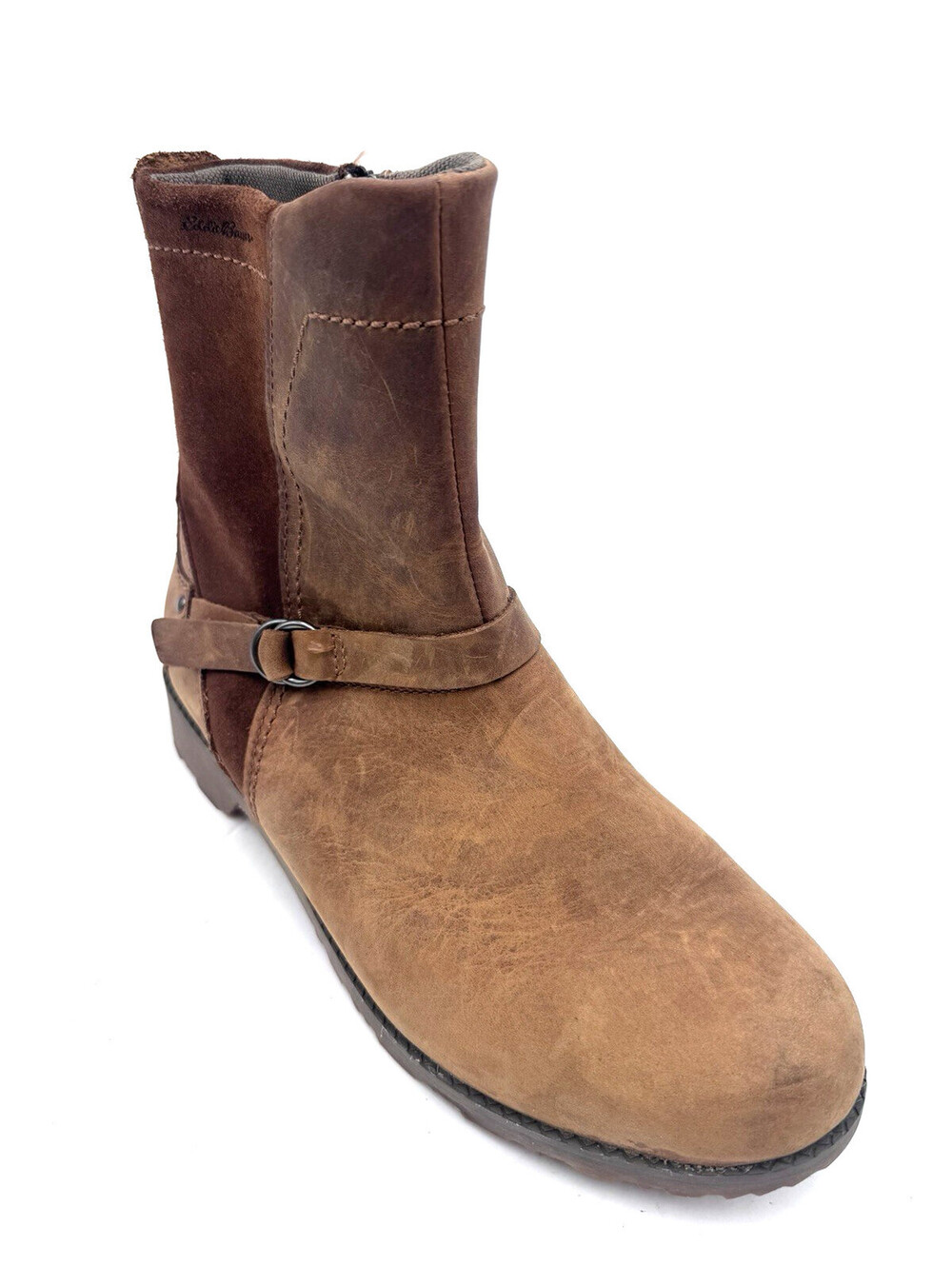 Eddie Bauer Women's Boots Size 10 Brown Nubuck Leather Side Zip Ankle Boots